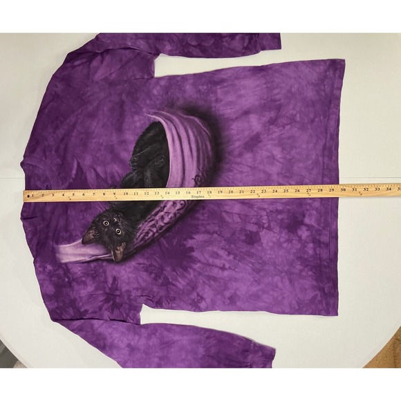 The Mountain Purple Tie Dye Black Cat Kitten Hammock Long Sleeve T Shirt XL - Picture 4 of 5